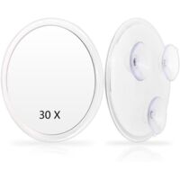 Makeup Mirror - 30x Magnification - With Suction Cup - Magnifying Glass - 150mm - Round - Portable Travel Makeup Mirror for Women - Bathroom Shower Mirror - For Close-up, Detailed Makeup and Skincare