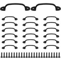 20 Black Barn Door Handles, Zinc Alloy Mini Decorative Handles, Vintage Drawer Pulls for Cabinets, Drawers, and Closets