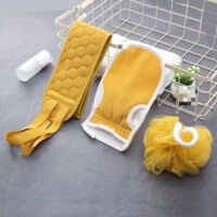 Two sets available: back shower set, shower belt, shower gloves, back massager, suitable for men and women, scrubbing towel, bath sponge, thickened combination set, back scrubbing towel, yellow.