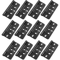12-piece 3-inch black non-mortise door hinges for modern iron flat cabinets and wardrobes