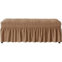 Dining chair/bench soft elastic skirt cover, polyester footstool protective cover, bubble-patterned piano stool cover, suitable for living room and bedroom - size M, light brown.