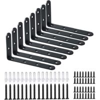 8-piece corner brace, heavy-duty black steel L-shaped corner brace, decorative corner bracket, cargo support rack with screws (125X75mm (5 inches x 3 inches))