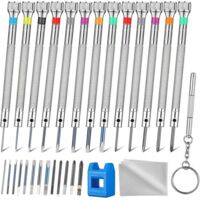 13-Piece Professional Watchmaker Screwdriver Set - Miniature Precision Tool Set for Eyeglass Repair - Includes 13 Replacement Blades (0.6-2.0 mm) - Suitable for eyeglasses, sunglasses, watches, jewelr