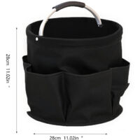 Cleaning supplies organizer with handles, storage bags, foldable storage baskets, cleaning supply boxes, portable multi-cleaning bucket bags, suitable for home/garden (black).