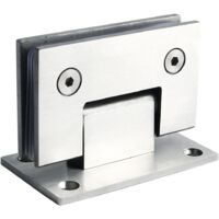 Glass shower door hinges, 90-degree bathroom door hinges, heavy-duty stainless steel cabinet door hinges (wall to glass), frameless shower door hardware replacement parts, silver (1 piece)