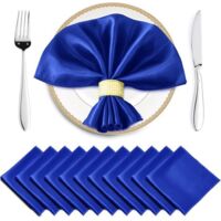 12 Royal Blue Satin Napkins - Silky Smooth - Fabric Tablecloth - Decorative Square Napkins - 4343 cm - Suitable for Weddings, Banquets, and Parties - Royal Blue