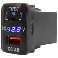 Chargeur voiture USB rapide QC3.0 30x20mm avec adaptateur USB PD Type-C