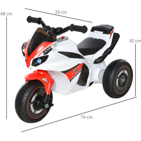Tricycle Moto Cross HOMCOM – Effets Musicaux Et Lumineux – Coffre De Rangement – Rouge – Dès 18 Mois