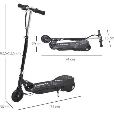 Trottinette électrique pliable pour enfant, moteur 120W, vitesse max 12km/h, design compact noir, idéale 7 ans et plus