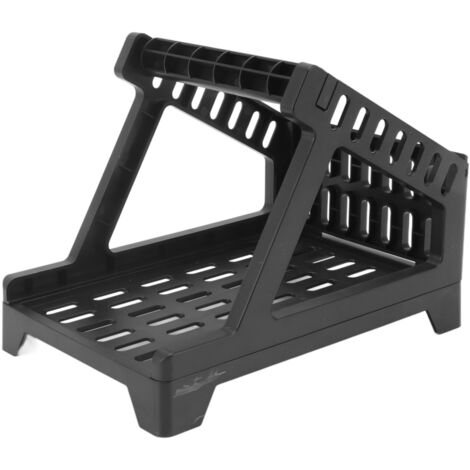 Support d'imprimante code-barres compact et léger pour économiser de l'espace, idéal pour étiqueteuses bureau ou maison, design pratique en noir. (1/5)