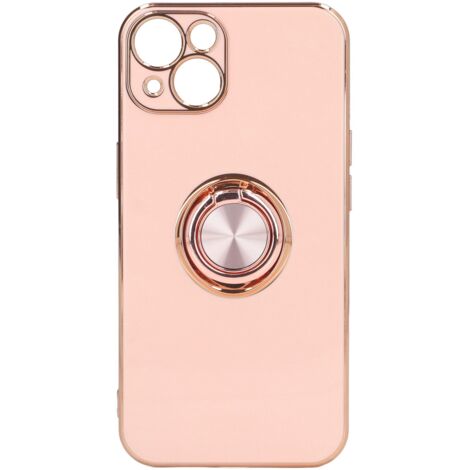 Coque iPhone 13 avec Support Anneau Doré Rose Pailleté, Ultra Fine et Flexible en TPU, Protection Rose Clair (1/5)