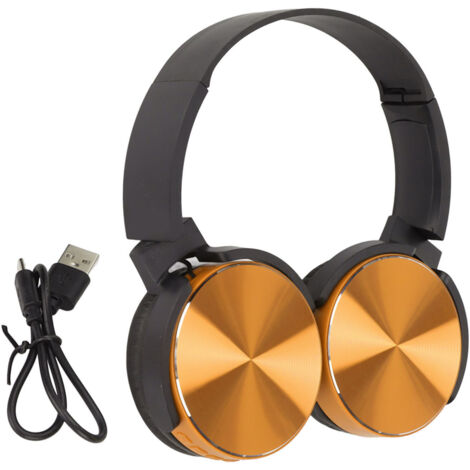 Casque Gaming Sans Fil 450BT avec Subwoofer, Réglable et Multifonction pour Jeux, Version Dorée (1/5)