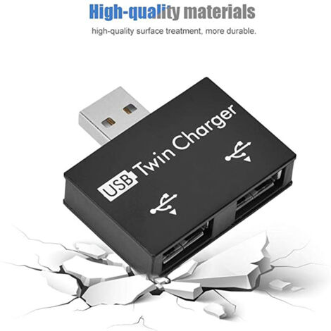 Mini Hub USB 2 Ports, Double Chargeur USB pour PC et Disques Flash