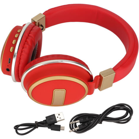 Casque Audio LX‑510BT Bluetooth avec Oreillettes en Cuir Confortable, Pliable pour PC et Téléphone, Rouge (1/5)