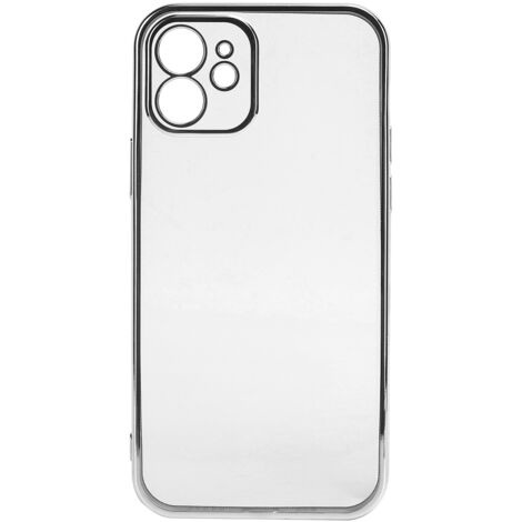SULADA Coque de Protection iPhone 12, Housse Anti-Choc TPU Recouvrement Total avec Finition Métallisée Argentée (1/5)