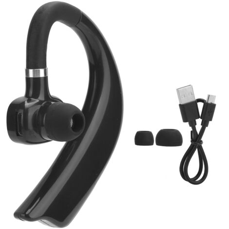 Casque Bluetooth sans Fil avec Crochet d'Oreille, Câble de Charge et Annonce des Appels - Compatible Multilingue (Noir X23) (1/5)