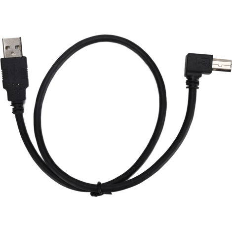 Câble d'adaptateur USB-A mâle vers USB-B mâle, angle droit, 0,5 mètre, noir (1/5)