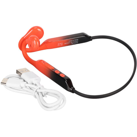 Casque Sport Bluetooth 5.0 à Conduction Osseuse, Micro Intégré, IP56 Antieau pour Running et Fitness - Noir et Orange (1/5)