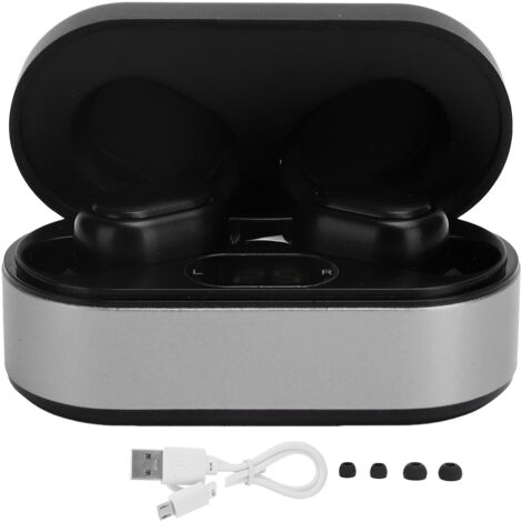 Casque Bluetooth 5.0 sans fil avec réduction de bruit intelligente et LED - Écouteurs TWS pour musique en noir argenté (1/5)