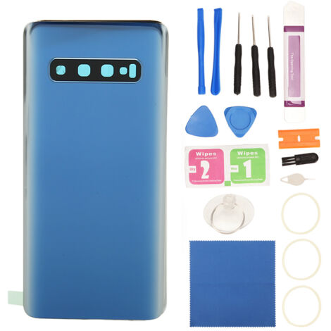 Coque Arrière en Verre pour Samsung Galaxy S10 G973, Étanche avec Protection Lentille Caméra et Adhésif, Pièce de Rechange Bleue (1/5)