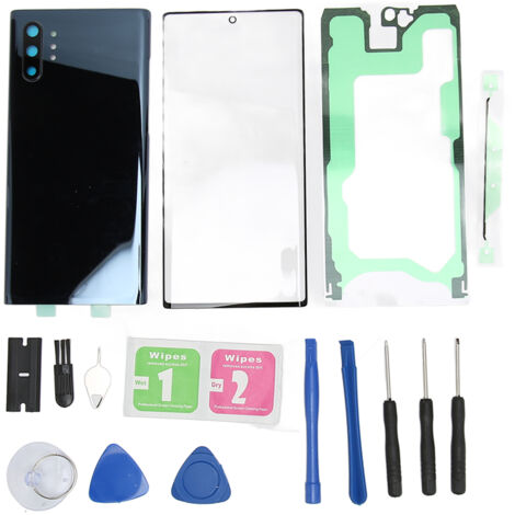 Coque de verre arrière de remplacement pour Samsung Galaxy Note 10 Plus - Protection complète écran avant et dos noir (1/5)