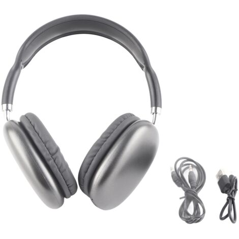 Casque Bluetooth sans Fil Noir avec Double Écouteur Stéréo Rétractable Confortable (1/5)