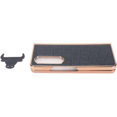 Étui de protection pour Samsung Galaxy Z Fold 4 en cuir véritable, motif crocodile, résistant aux rayures, bleu, finition nano. (1/5)