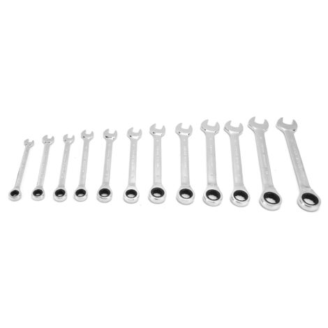 12 Pièces Clé à Cliquet en Acier Chrome Vanadium 8‑19mm avec Tête Fixe et Sac de Transport (1/5)
