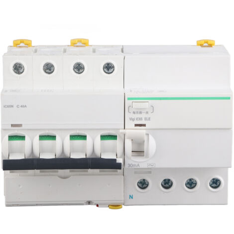 Disjoncteur différentiel 4P+N 16A 400V AC, boîtier PA66 ignifuge, protection fuite à la terre, sécurité installation électrique