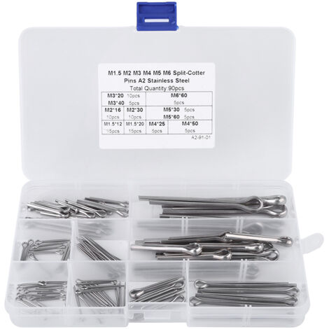 90 goupilles fendues assorties M1.5 à M6 avec boîte de rangement pratique (1/5)
