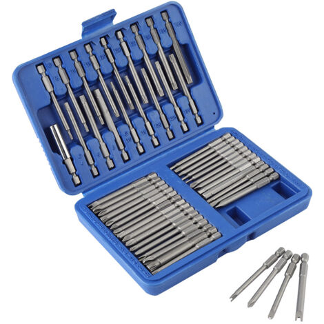 50 embouts de vissage électrique en acier, assortiment cruciformes, fendus, hexagonaux et U pour outil rotatif (1/5)