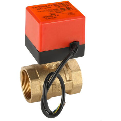 Vanne motorisée en laiton DN40, 2 voies 24V CC pour automatisation de systèmes de chauffage et contrôle de fluides. (1/5)