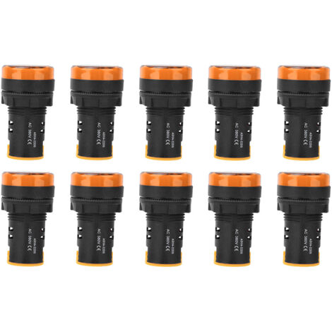 10 Pièces Voyants LED Jaune AD16-22D/S 380V, Diamètre 22mm, Boîtier PC Ininflammable pour Équipements Électriques (1/5)