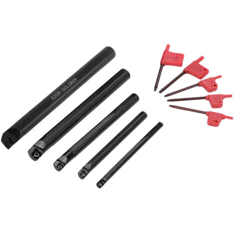 5 pièces porte-outils de tour avec inserts 7/10/12/16/20mm pour alésoirs et outils de tournage (1/5)
