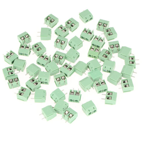 Bloc de connexion à vis pour circuit imprimé, lot de 50, pas de 5 mm, 2 pôles, couleur verte (1/5)