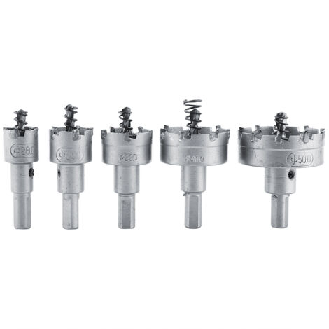 5 scies cloches HSS 20-50mm avec pointe carbure, pour coupe métal et perçage professionnel (1/5)