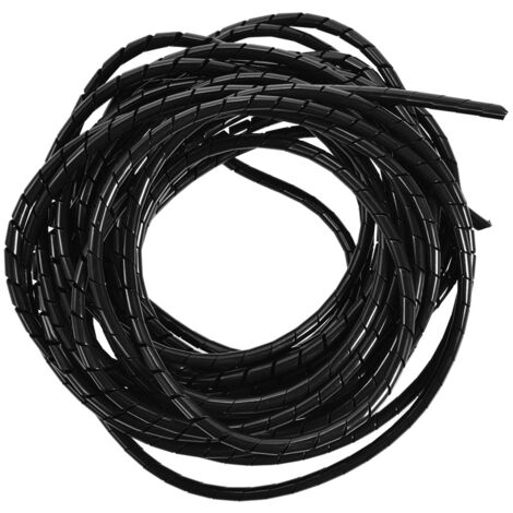Gaine Spirale 10m pour Câbles Électriques - Organisation Fils TV, Ordinateur, Bureau - Diamètre 6mm Noir