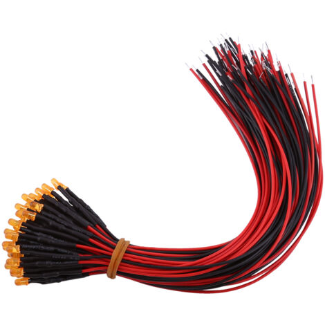 50 diodes LED 3mm pré-câblées 12V orange diffus, pour circuits électroniques et projets d'éclairage DIY (1/5)