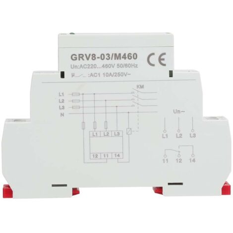 Relais de contrôle de tension triphasé GRV8-03, protection contre la coupure de phase et inversion de séquence (M460) (1/5)