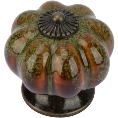 Poignée de Porte en Céramique Vert Citrouille, Bouton de Tiroir Unique Style Vintage pour Meuble Salle de Bain (1/5)