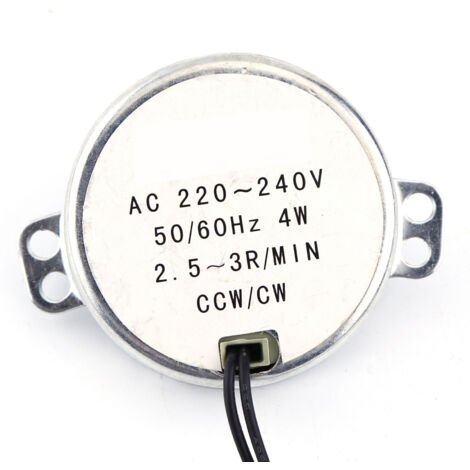Moteur synchrone AC 4W 220-240V avec boîte de réduction, rotation horaire/antihoraire (2.5-3 tr/min), idéal pour systèmes de précision