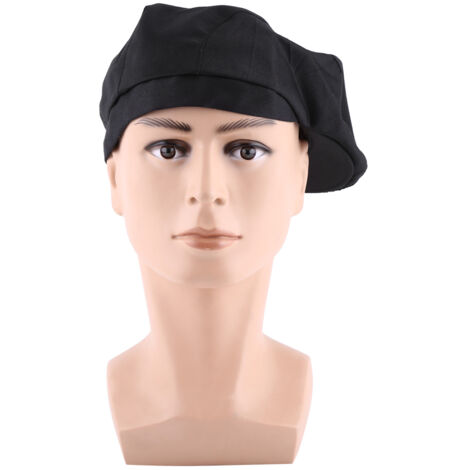 Casquette de Cuisine Professionnelle pour Chefs Hommes et Femmes, Restauration et Pâtisserie (Noire) (1/2)