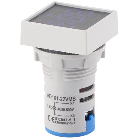 Voltmètre Numérique LED AC 50-500V avec Affichage Digital et Signal Lumineux Carré (Bleu)