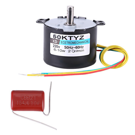 Moteur synchrone 220V 10W, rotation lente 20 tours/min, sens horaire/antihoraire, aimant permanent (1/5)