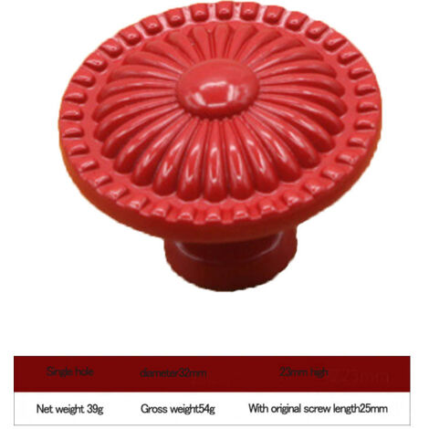 Poignée de tiroir ronde en céramique rouge pour meuble et armoire ...
