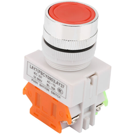 Interrupteur autobloquant plat 22mm rouge bouton-poussoir LAY37-11BNZS pour montage (1/5)