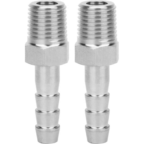 2 Pièces Raccords Rapides 1/4" BSPT Mâle Acier Inoxydable, Jonction Barb pour Tuyau Souple, Adaptateur BSPT 1/4 vers 6mm