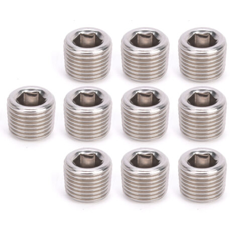 10 pièces Bouchon fileté mâle BSPP 1/8" en acier inoxydable 304, tête hexagonale (1/5)