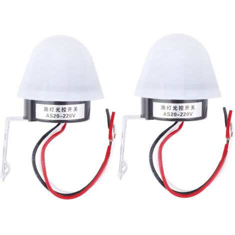 Interrupteur Crépusculaire Automatique 220V pour Éclairage Extérieur, Détecteur de Lumière 2 Pièces