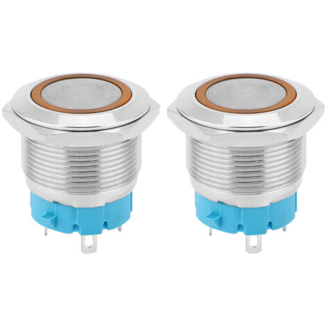 2 Interrupteurs à Bouton-poussoir Autobloquants Lumineux 22mm IP65 pour Panneau de Commande (Jaune 12-24VDC) (1/5)